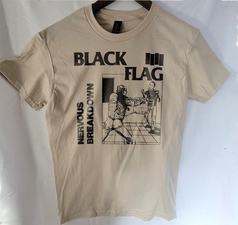 Black Flag   band t shirt  Size Small Cream